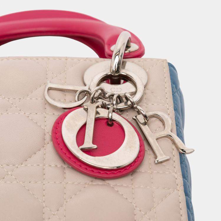 Pre Owned Dior Multicolor Mini Tricolor Lambskin Cannage Lady Dior