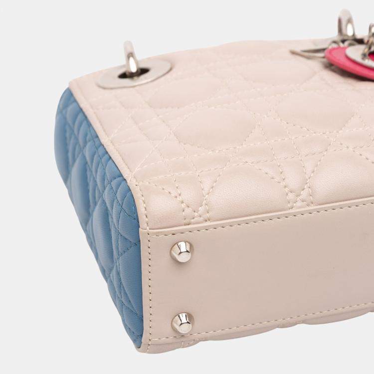 Pre Owned Dior Multicolor Mini Tricolor Lambskin Cannage Lady Dior