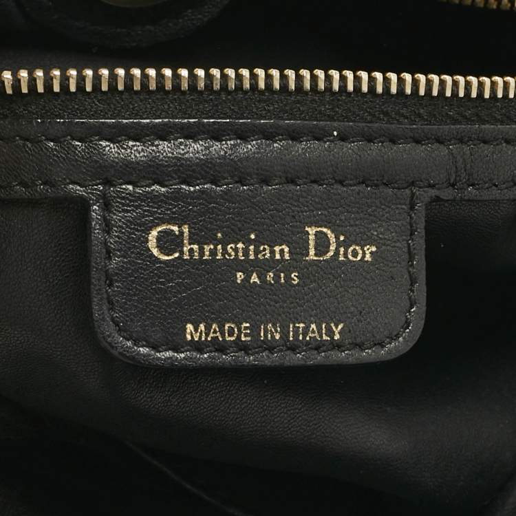 Pre Owned Dior Black Woven Leather Lady Dior Soft Hobo