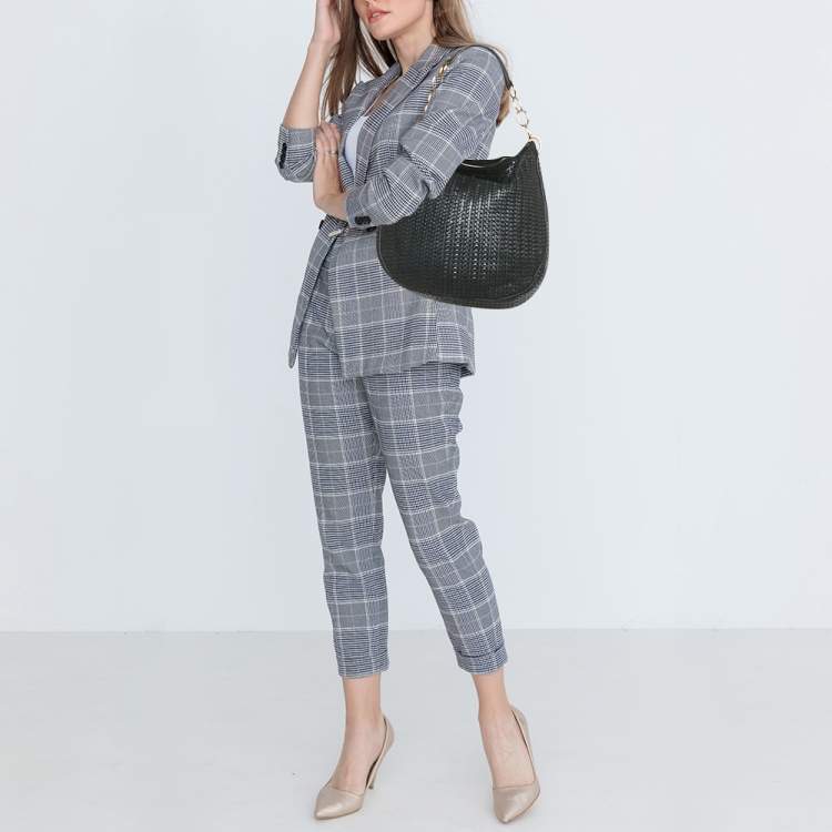 Pre Owned Dior Black Woven Leather Lady Dior Soft Hobo