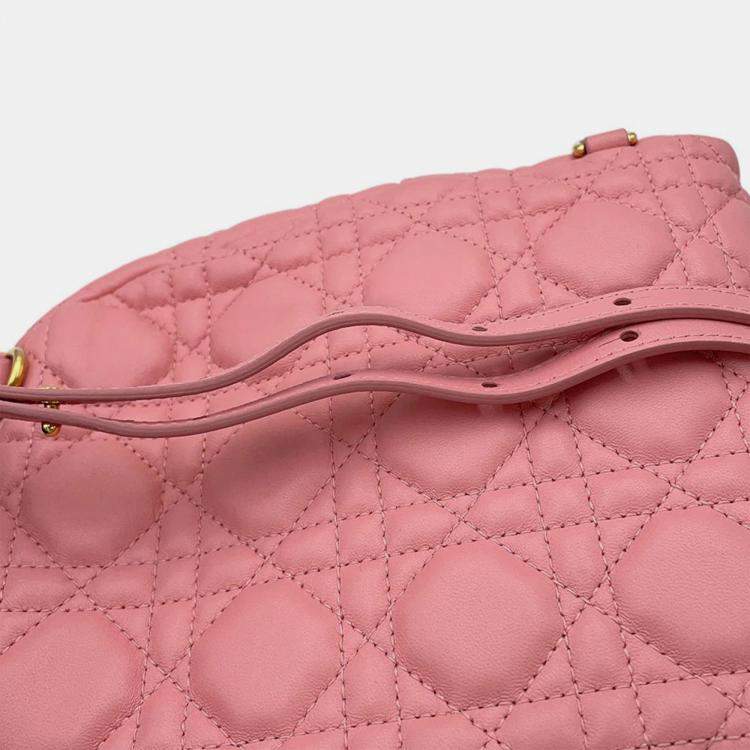 Pre Owned Dior Cannage Backpack Pink Leather Size Mini