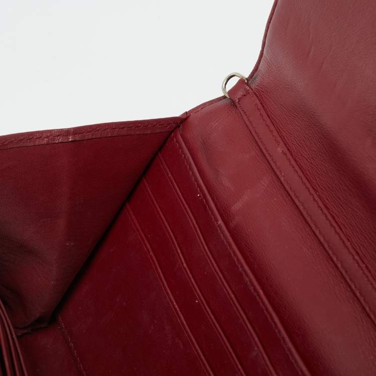 Pre Owned Dior Red Cannage Patent Leather Lady Dior Wallet On Chain