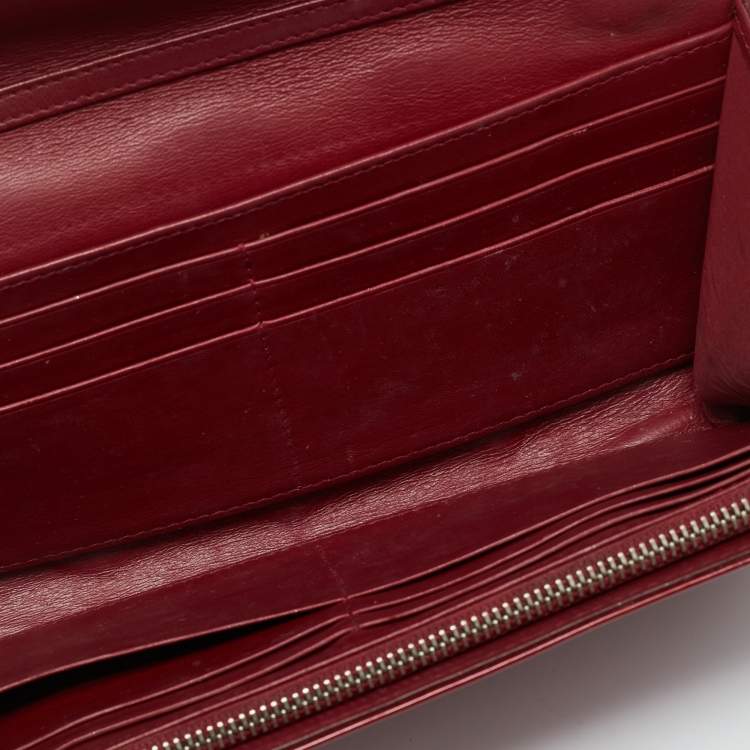 Pre Owned Dior Red Cannage Patent Leather Lady Dior Wallet On Chain
