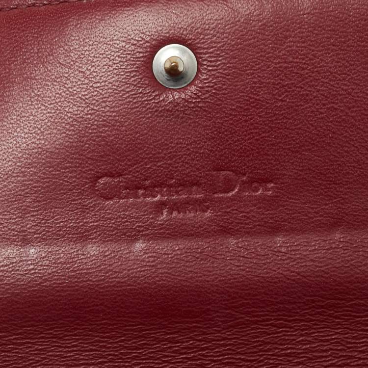 Pre Owned Dior Red Cannage Patent Leather Lady Dior Wallet On Chain