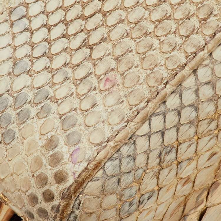 Pre Owned Dior Gold/Beige Python Large Lady Dior Tote