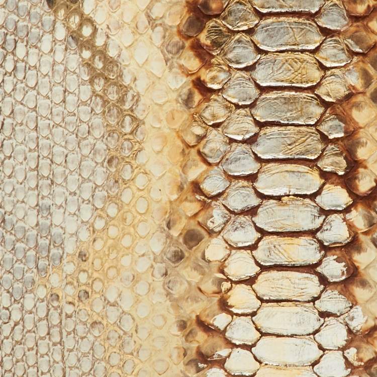 Pre Owned Dior Gold/Beige Python Large Lady Dior Tote