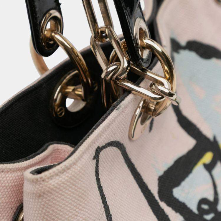 Pre Owned Dior Pink Limited Edition Medium Canvas Floral Printed Diorissimo Satchel