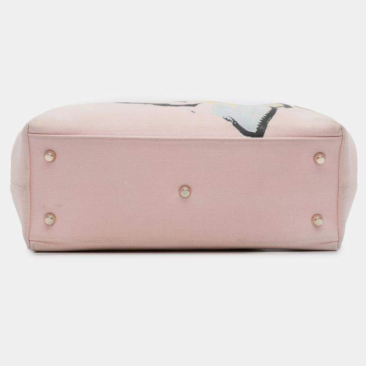 Pre Owned Dior Pink Limited Edition Medium Canvas Floral Printed Diorissimo Satchel
