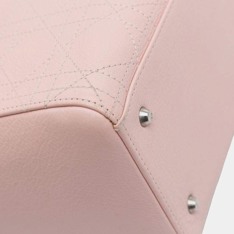 Pre Owned Dior Pink Medium Calfskin Cannage Stitched Lady Dior