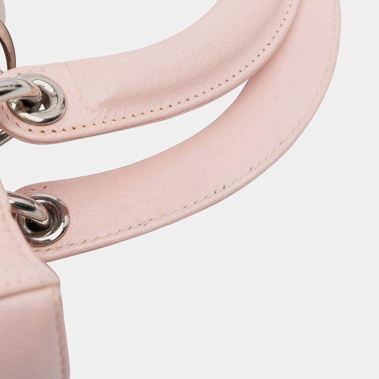 Pre Owned Dior Pink Medium Calfskin Cannage Stitched Lady Dior