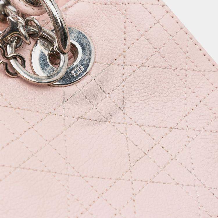 Pre Owned Dior Pink Medium Calfskin Cannage Stitched Lady Dior