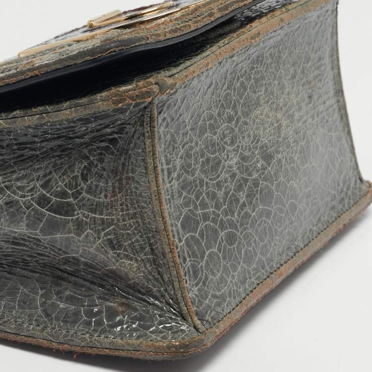 Pre Owned Dior Green Ceramic Effect Leather Diorama Club Shoulder Bag