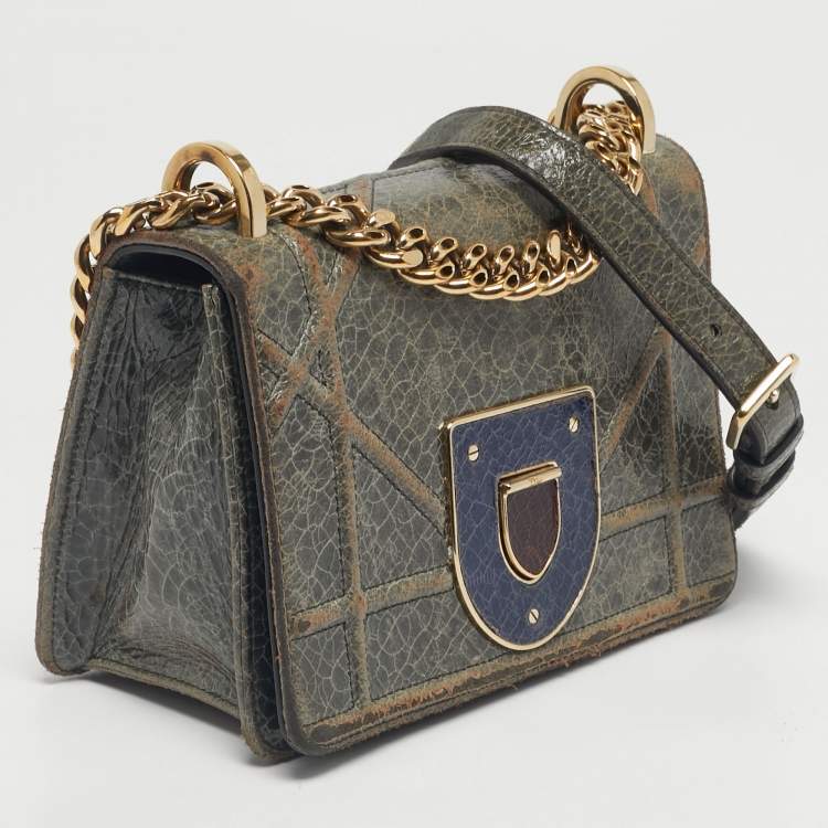 Pre Owned Dior Green Ceramic Effect Leather Diorama Club Shoulder Bag