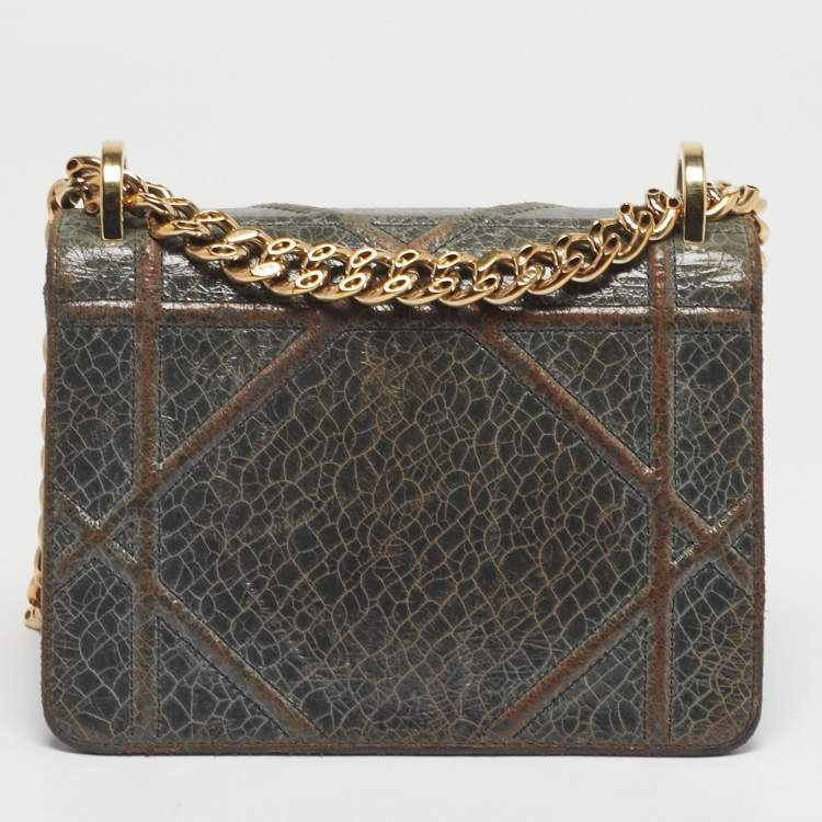 Pre Owned Dior Green Ceramic Effect Leather Diorama Club Shoulder Bag