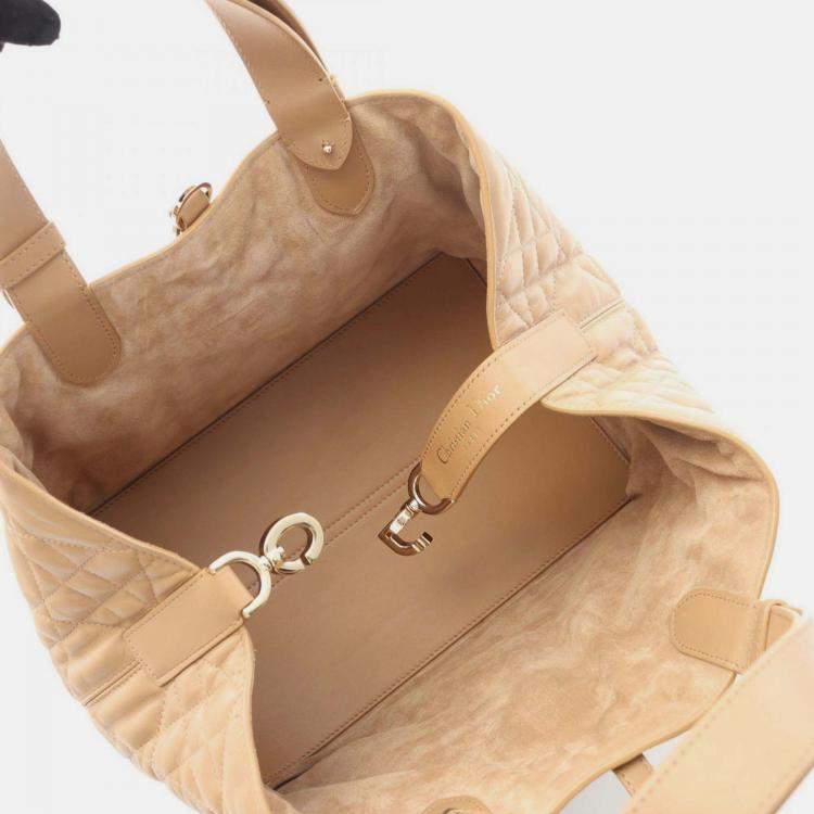 Pre Owned Christian Dior Toujours Medium Handbag Leather Beige