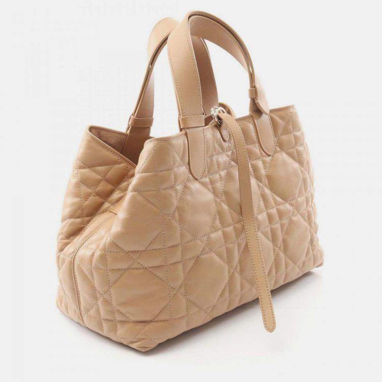 Pre Owned Christian Dior Toujours Medium Handbag Leather Beige