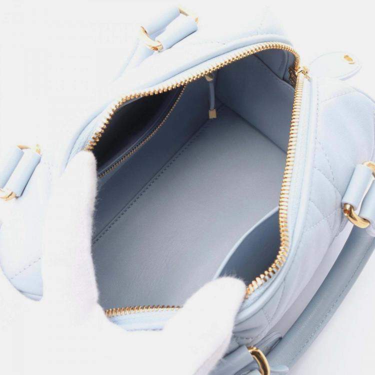 Pre Owned Christian Dior Dior Groove 20 Macrocannage Handbag Leather Blue