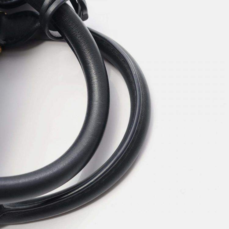 Pre Owned Christian Dior Dior Groove 20 Small Oblique Jacquard Handbag In Denim And Leather Navy Blue