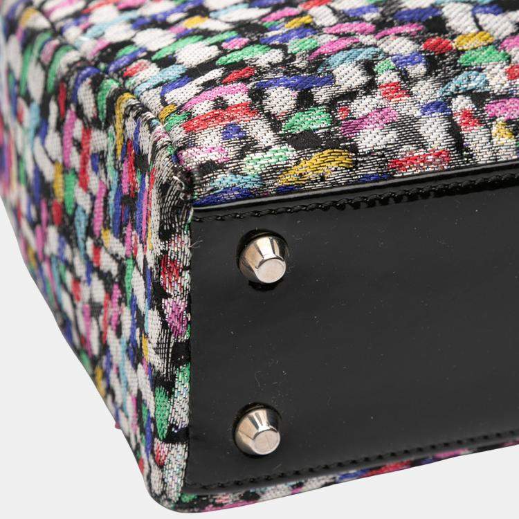 Pre Owned Dior Mini Multicolor Metallic Fabric and Patent Leather Lady Dior