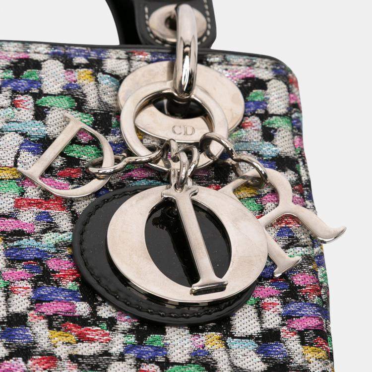 Pre Owned Dior Mini Multicolor Metallic Fabric and Patent Leather Lady Dior