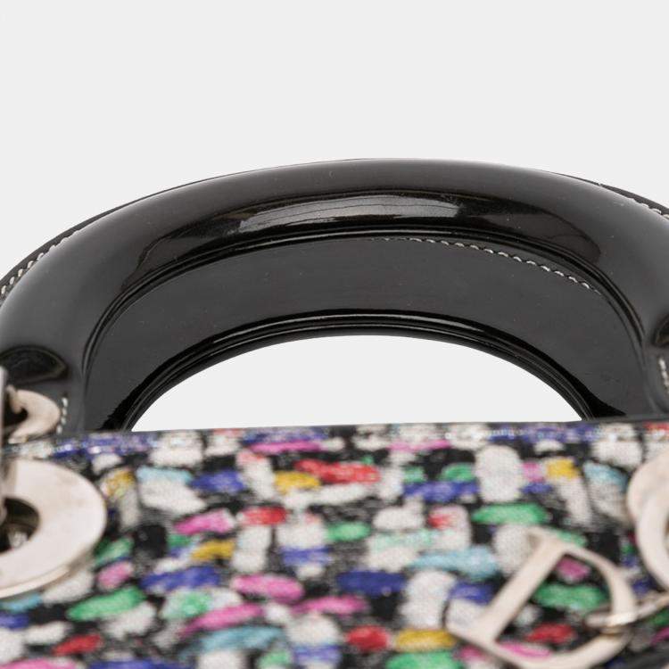 Pre Owned Dior Mini Multicolor Metallic Fabric and Patent Leather Lady Dior