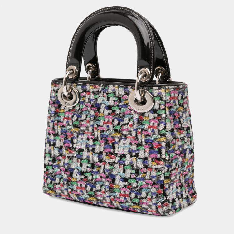 Pre Owned Dior Mini Multicolor Metallic Fabric and Patent Leather Lady Dior