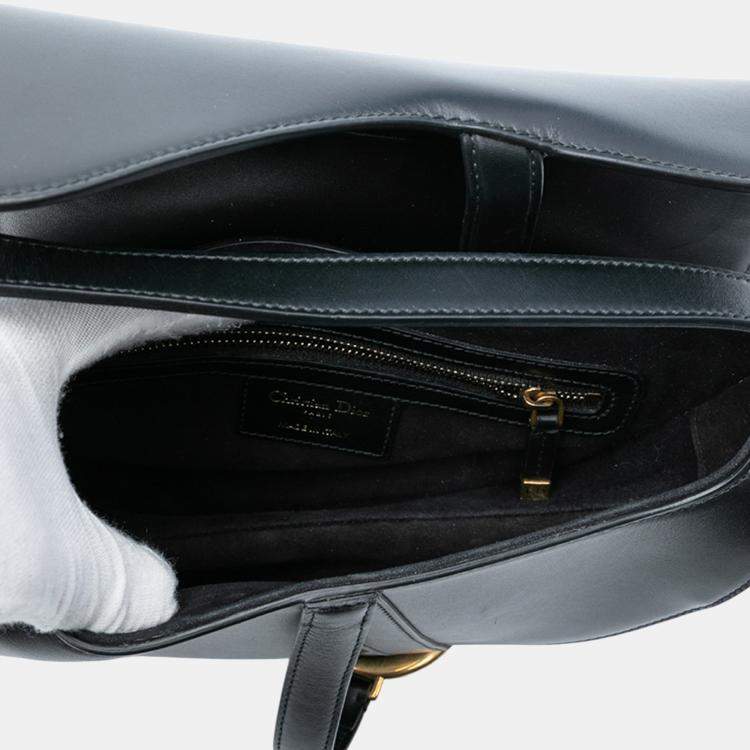 Pre Owned Dior Black Mini Leather Saddle Bag