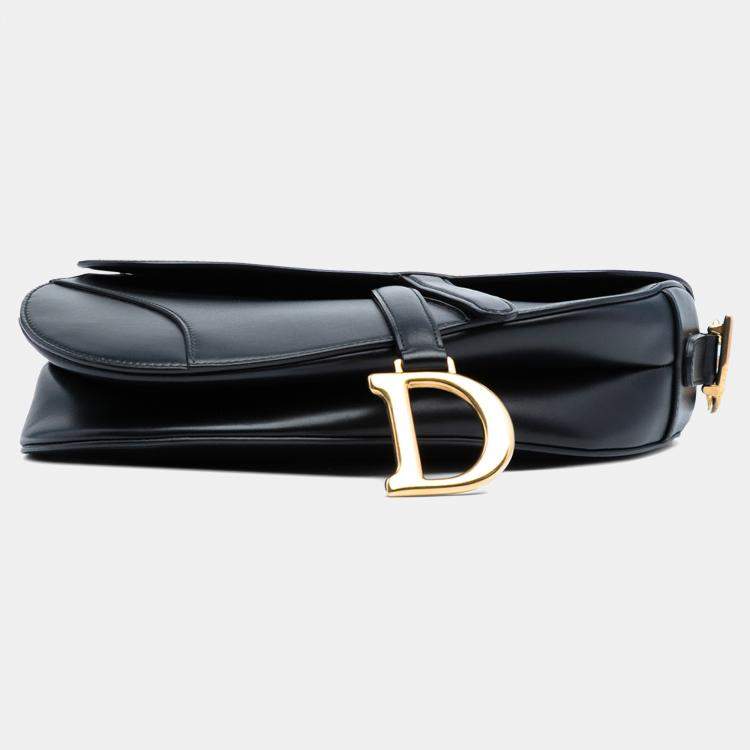 Pre Owned Dior Black Mini Leather Saddle Bag