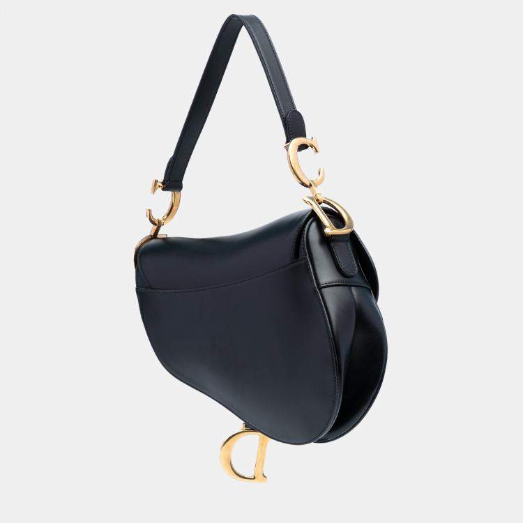 Pre Owned Dior Black Mini Leather Saddle Bag
