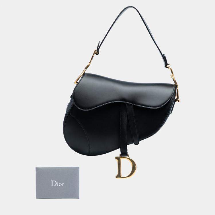 Pre Owned Dior Black Mini Leather Saddle Bag