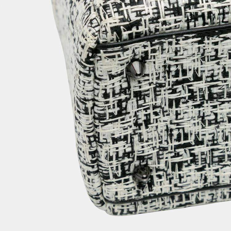 Pre Owned Dior White Medium Tweed Lady Dior