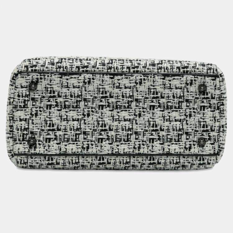 Pre Owned Dior White Medium Tweed Lady Dior