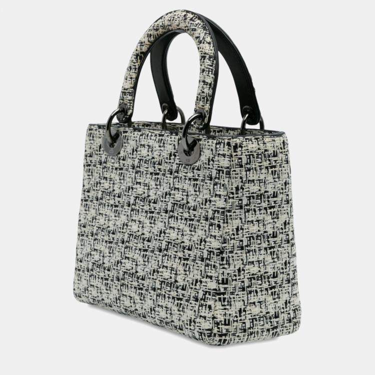 Pre Owned Dior White Medium Tweed Lady Dior