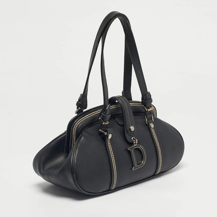 Pre Owned Dior Black Leather Detective Frame Bag