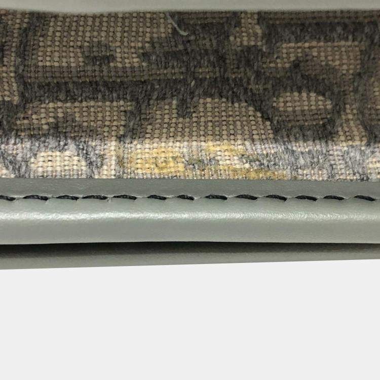 Pre Owned Christian Dior Dior Cd Logo Montaigne Oblique Green/Grey Canvas Leather Shoulder Bag