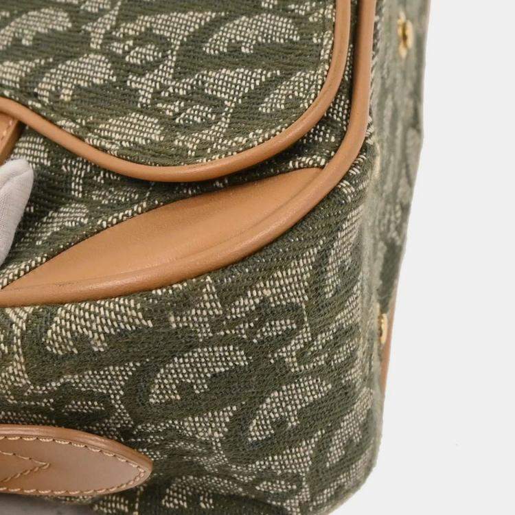 Pre Owned Christian Dior Green Double Saddle Trotter Handbag
