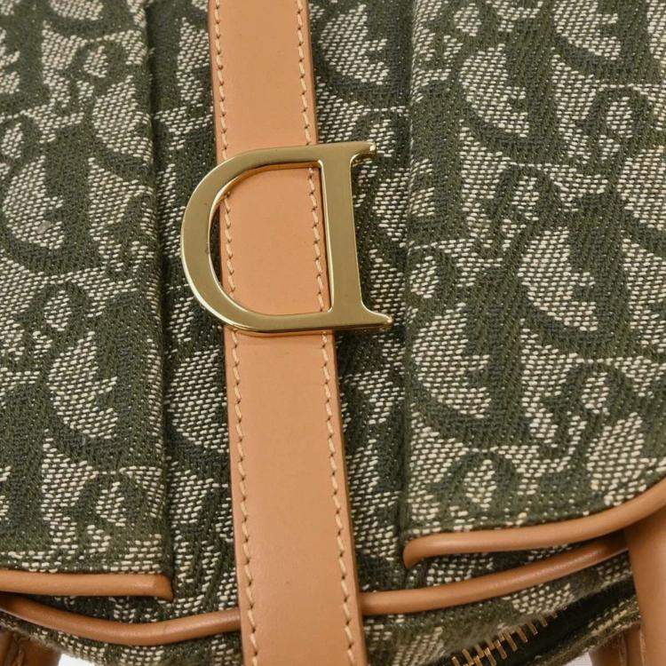 Pre Owned Christian Dior Green Double Saddle Trotter Handbag