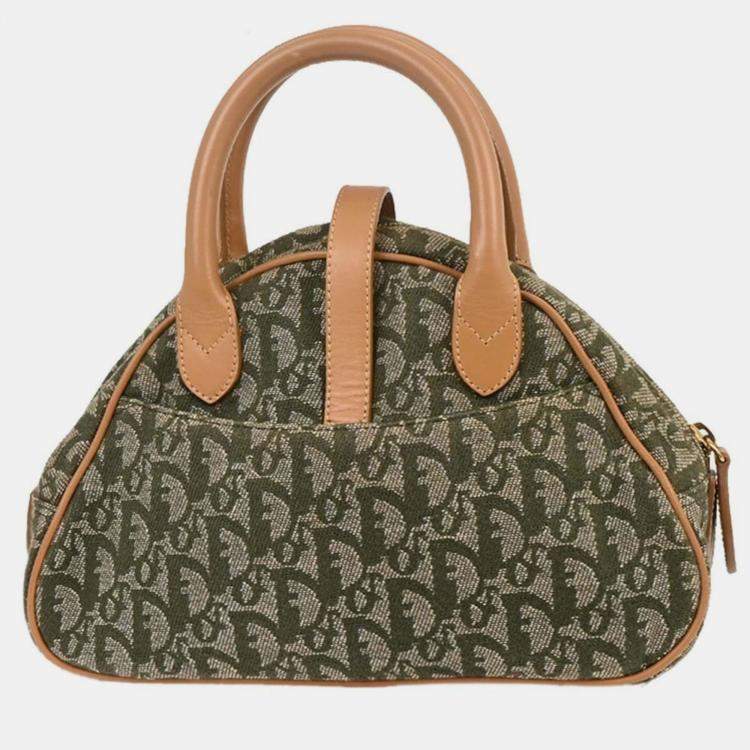 Pre Owned Christian Dior Green Double Saddle Trotter Handbag