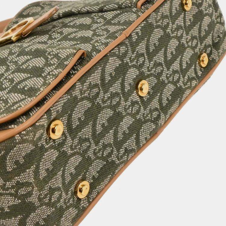 Pre Owned Christian Dior Green Double Saddle Trotter Handbag