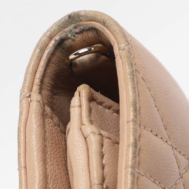 Pre Owned Dior Beige Cannage Leather Miss Dior Promenade Wallet on Chain