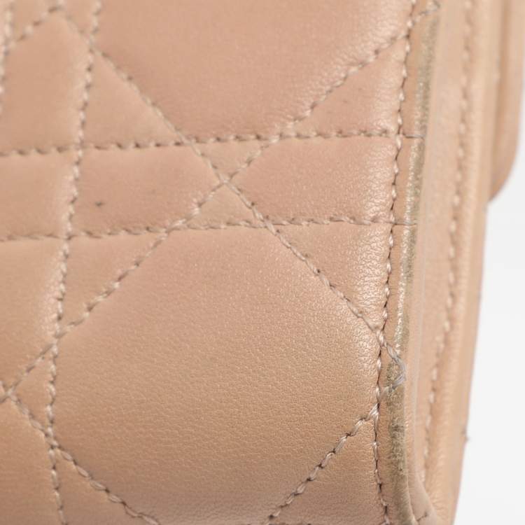 Pre Owned Dior Beige Cannage Leather Miss Dior Promenade Wallet on Chain