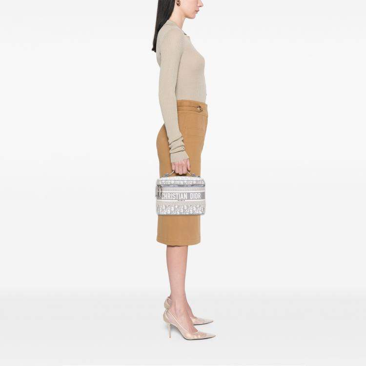 Pre Owned Dior Grey Oblique Canvas Diortravel Vanity Case