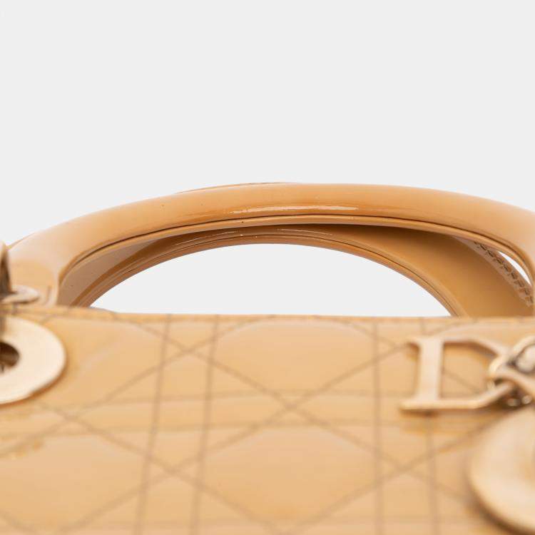 Pre Owned Dior Lady Dior Large Patent Leather Top Handle Bag