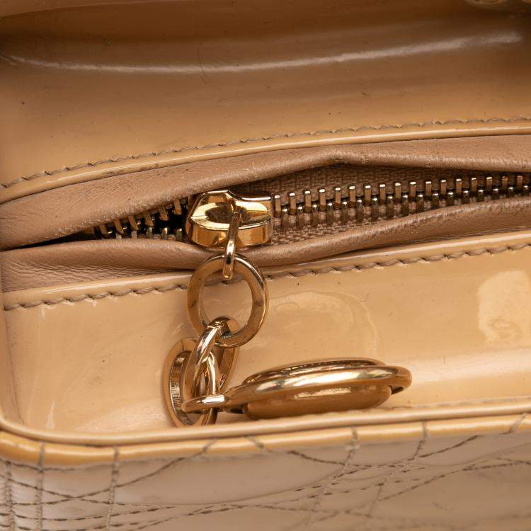 Pre Owned Dior Lady Dior Large Patent Leather Top Handle Bag