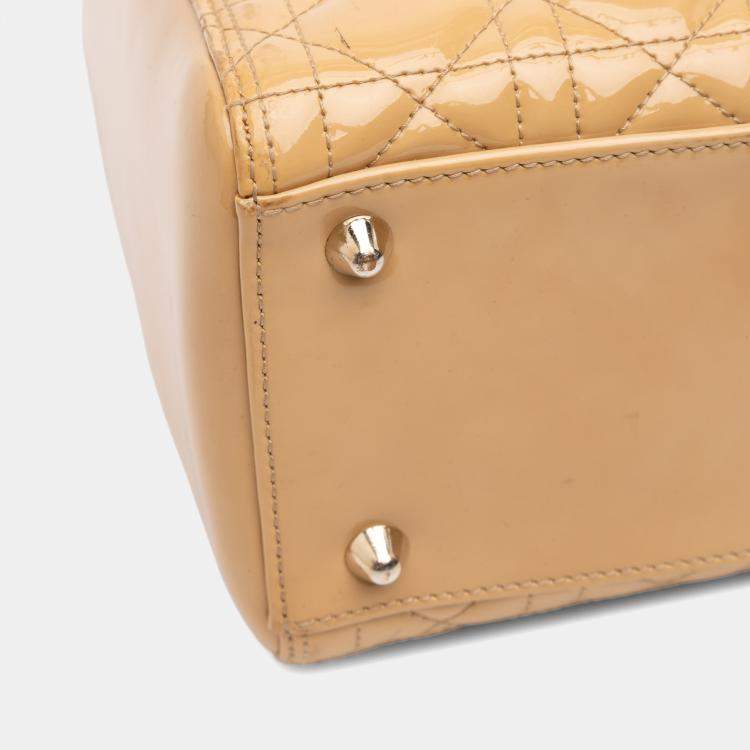 Pre Owned Dior Lady Dior Large Patent Leather Top Handle Bag