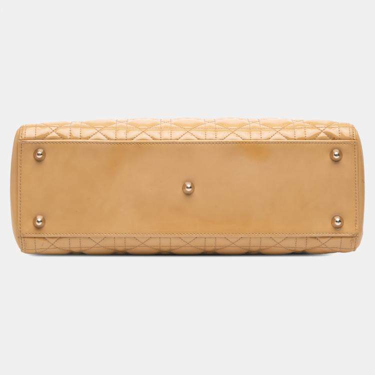 Pre Owned Dior Lady Dior Large Patent Leather Top Handle Bag