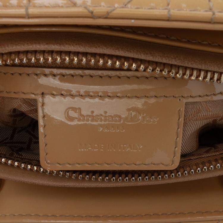 Pre Owned Dior Lady Dior Large Patent Leather Top Handle Bag