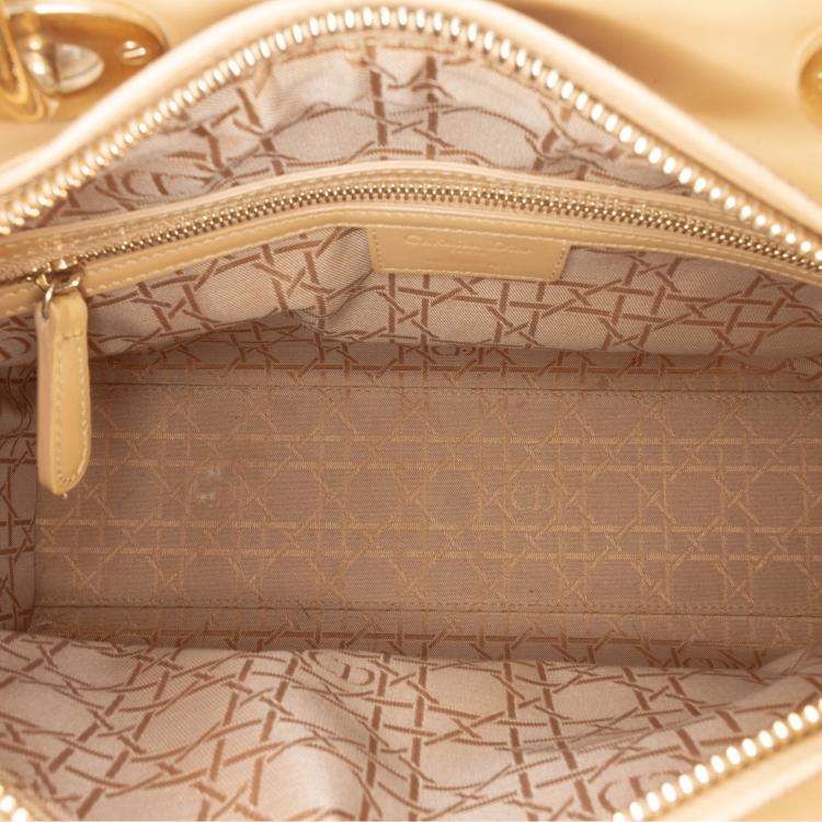 Pre Owned Dior Lady Dior Large Patent Leather Top Handle Bag