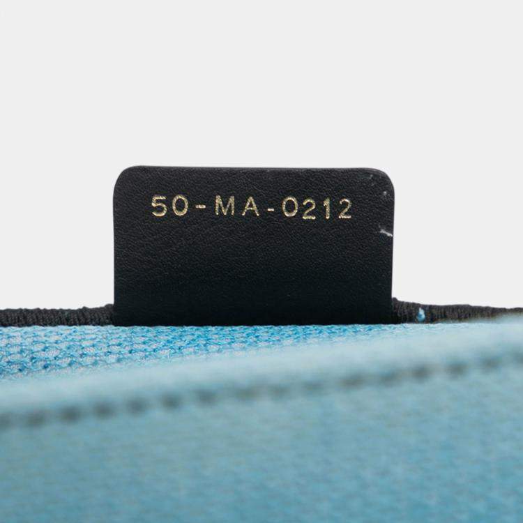 Pre Owned Dior Blue Medium Embroidered Canvas Zebra D Jungle Pop Book Tote