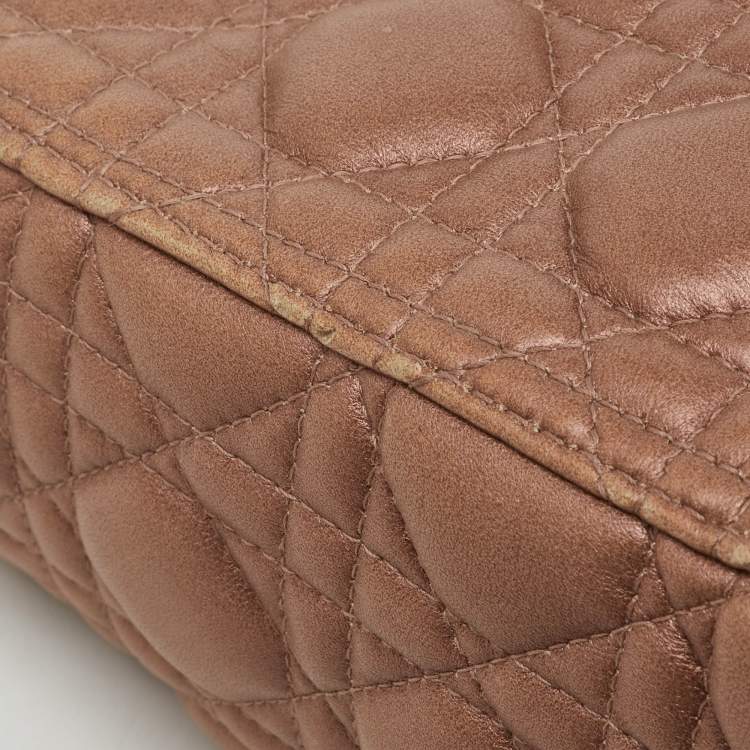 Pre Owned Dior Beige Cannage Leather Medium Lady Dior Tote